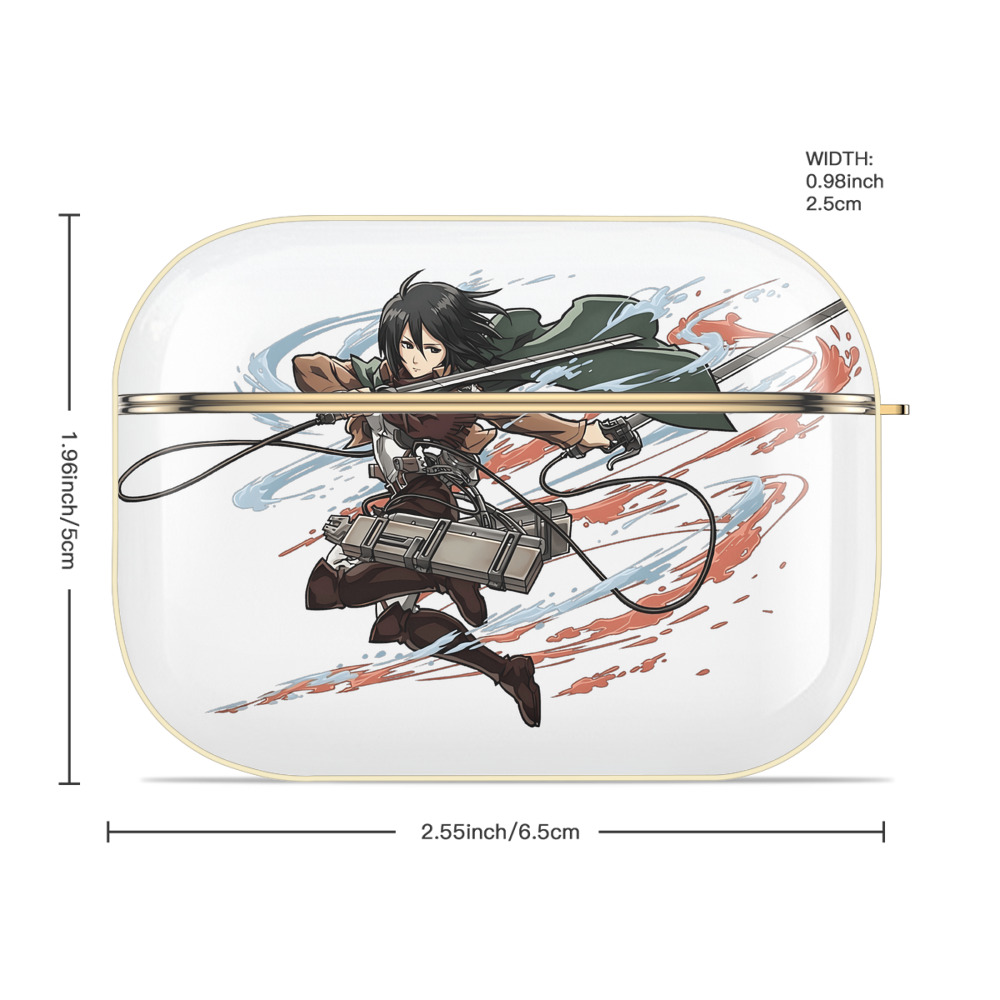 進撃の巨人 ミカサ·アッカーマン Attack on Titan Mikasa Ackerman 【AirPods Pro用】ハードシェル保護ケース｜耐衝撃・防指紋・カラビナ付き商品仕様