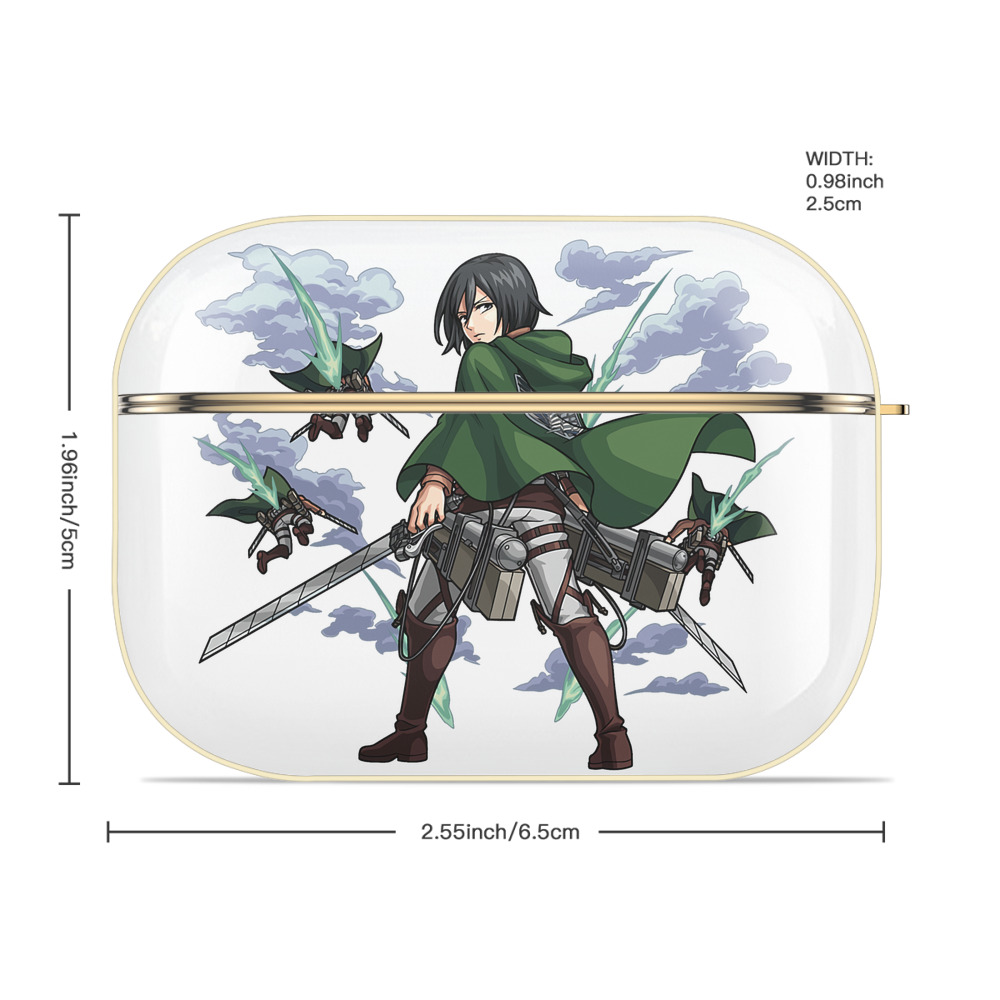 進撃の巨人 ミカサ·アッカーマン Attack on Titan Mikasa Ackerman 【AirPods Pro用】ハードシェル保護ケース｜耐衝撃・防指紋・カラビナ付き商品仕様