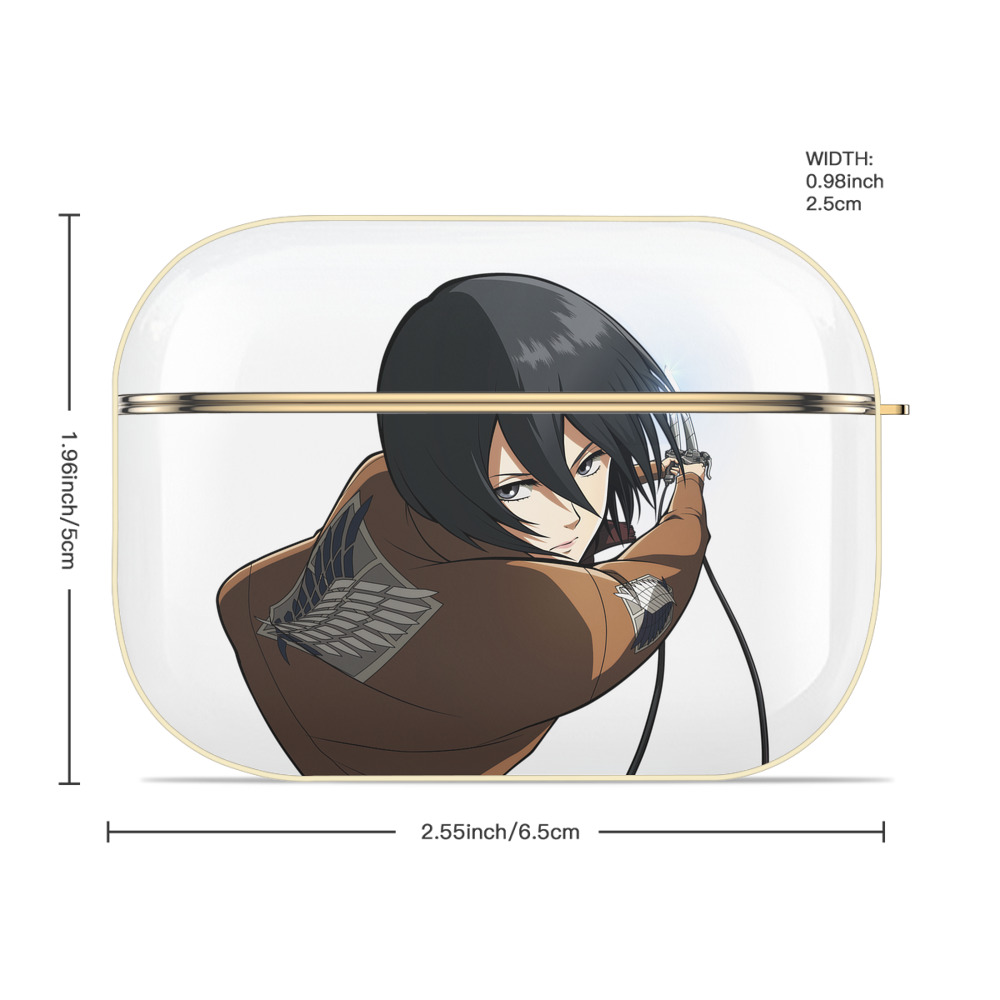 進撃の巨人 ミカサ·アッカーマン Attack on Titan Mikasa Ackerman 【AirPods Pro用】ハードシェル保護ケース｜耐衝撃・防指紋・カラビナ付き商品仕様