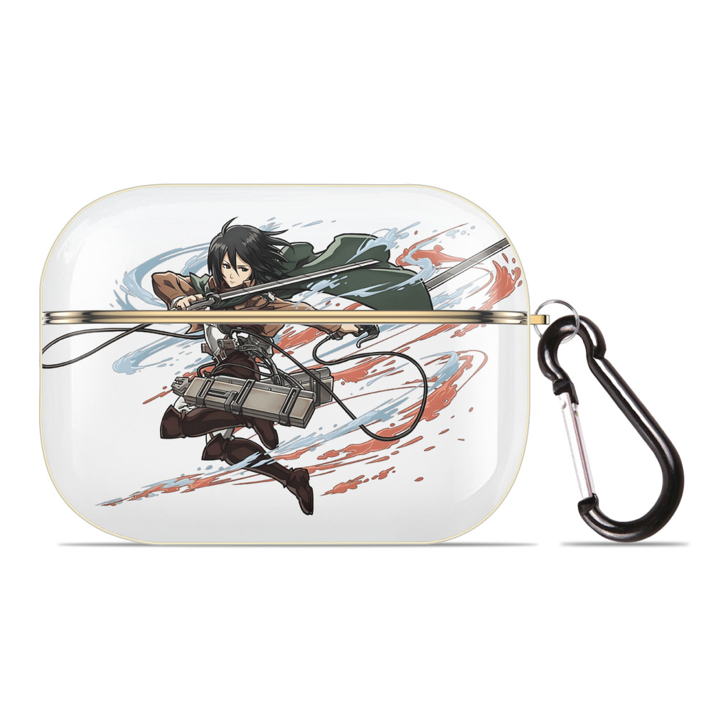 （画像用） 進撃の巨人 ミカサ·アッカーマン Attack on Titan Mikasa Ackerman 【AirPods Pro用】ハードシェル保護ケース｜耐衝撃・防指紋・カラビナ付き商品仕様
