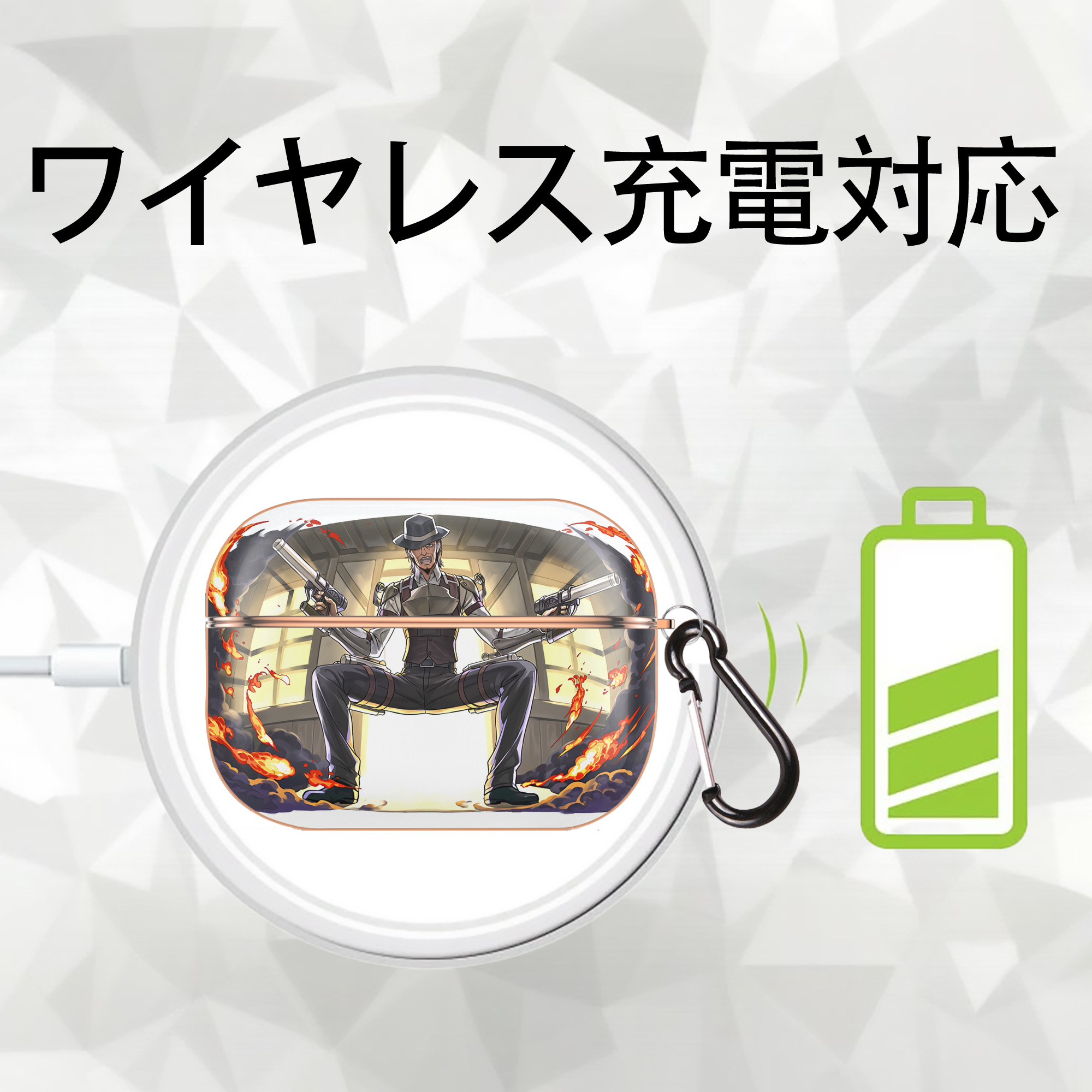 進撃の巨人 ケニー·アッカーマン Attack on Titan Kenny Ackerman 【AirPods Pro用】ハードシェル保護ケース｜耐衝撃・防指紋・カラビナ付き商品仕様